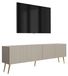3xE living meuble TV avec panneaux avant rainurés, revêtu de cachemire, couleur or, avec pieds obliques