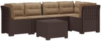 vidaXL Tuinbank met Kussens Rattanlook PP Bruin