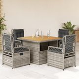 Prolenta Maison Exclusive Tuinset voor buiten, 5-delig, met kussens, grijs, van polyrotan