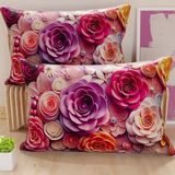 PETTI Artigiani Italiani - Paar kussenslopen 50 x 30 cm, microvezel, decoratief kussen voor slaapkamer, bank, woonkamer, set van 2 kussenslopen, bloemenpatroon 05 17, 100% Made in Italy
