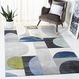 Safavieh Modern grafisch indoor geweven rechthoekig tapijt, Hollywood collectie, HLW798, in grijs/blauw, 122 x 183 cm
