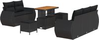 vidaXL Tuinbank Set 8-delig 5-Zits Zwart Poly Rattan
