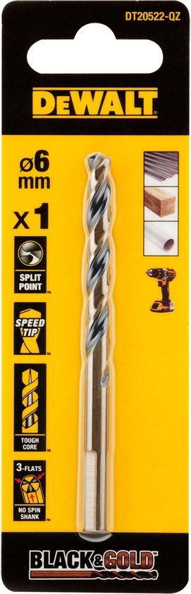 DeWalt DT20522 EXTREME™ Black&Gold Metal Drill Bit 6mm