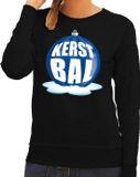 Bellatio Decorations Shoppartners Bv Foute kersttrui kerstbal blauw op zwarte sweater voor dames - kersttruien XXL
