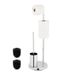 Relaxdays Butler WC roestvrij staal HxØ 68 x 22 cm wc-rolhouder staande toiletborstelhouder vervangende borstelhouder zilver
