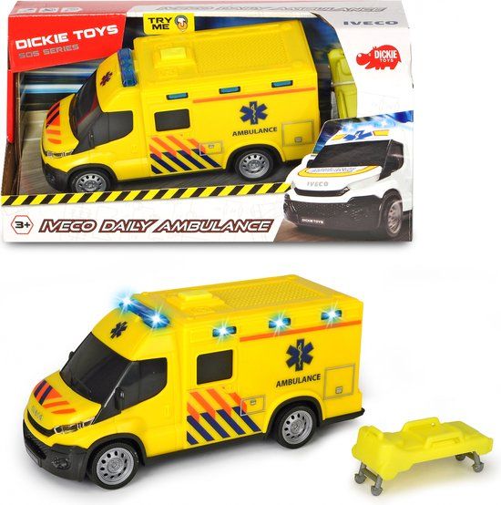 Dickie Toys SOS Ambulance Iveco - Nederlandse Versie - Licht & Geluid - 18 cm