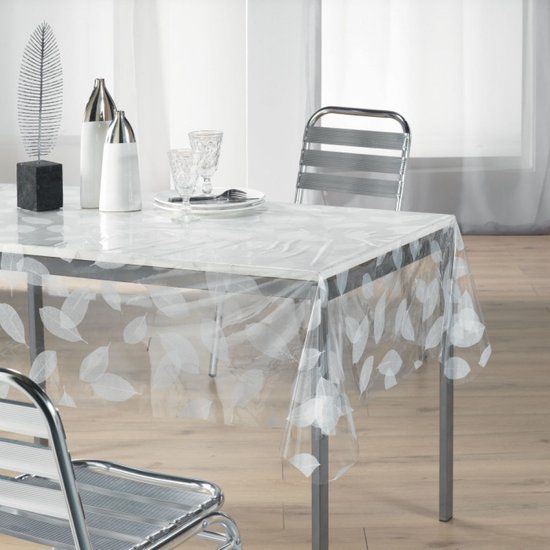 LeDouceur Tafelkleed Transparant met Witte Bladeren - 140x240cm
