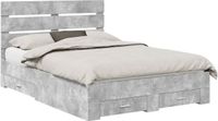 vidaXL Bedframe with Drawer, Concrete Grey, 140 x 200 cm, Engineered Wood