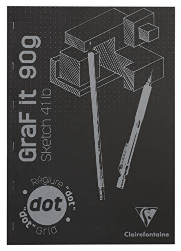 Clairefontaine 96845C Schetsblok Graf it, DIN A3, 90 g, 80 vellen, stippen, zwart