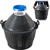 KADAX Glazen ballon, fermentatieballon met kunststof mand, brede opening, rubberen stop, wijnballon, glazen gistballon, fles, glazen fles, gallon, gistingscontainer, gastenrijmer (34 liter)