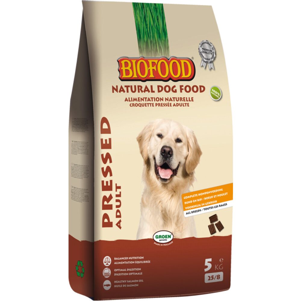 BIOFOOD 4x Vleesbrok Geperste Hondenbrokken Adult 5 kg