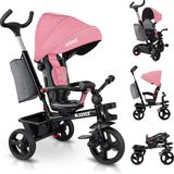 Kidiz Driewieler 5-in-1 kinderdriewieler met duwstang, roze