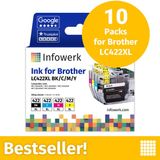 Infowerk Inktcartridges voor Brother LC422XL, multipack (BK/C/M/Y), 10 stuks