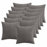 vidaXL - Kussensloop - 12 stuks - ALMELO - Donkergrijs - 40 x 40 cm - corduroy