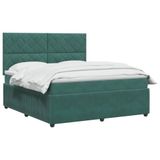 vidaXL LED Boxspringbed met Matras Donkergroen 140 x 190 cm Fluweel
