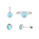 Cavill - Zilveren Ring - 925 Sterling Zilver Platina Verguld - 2.79 ct Sleeping Beauty Turkoois Ronde Cabochon - Stijlvol Elegant Sieraad