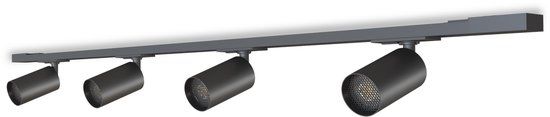 Calex Railsysteem Verlichting - 2 Meter - GU10 Fitting - 4 Spots - Opbouwspot - Mat Zwart - 1 Fase