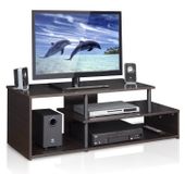 Support TV avec étagères, bois, espresso/noir, 37,08 x 37,08 x 38,1 cm