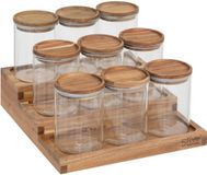 Konges Sløjd 5Five Kruidenrek Harmony bamboe met glas - 9 Acaciapotjes - 160ml - Transparant