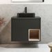 Hoxton Meuble sous lavabo suspendu - Gris noir - Avec vasque rectangulaire graphite - 80 cm - Avec LED