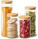 Set de 4 pots de stockage hermétiques en verre avec couvercles en bambou