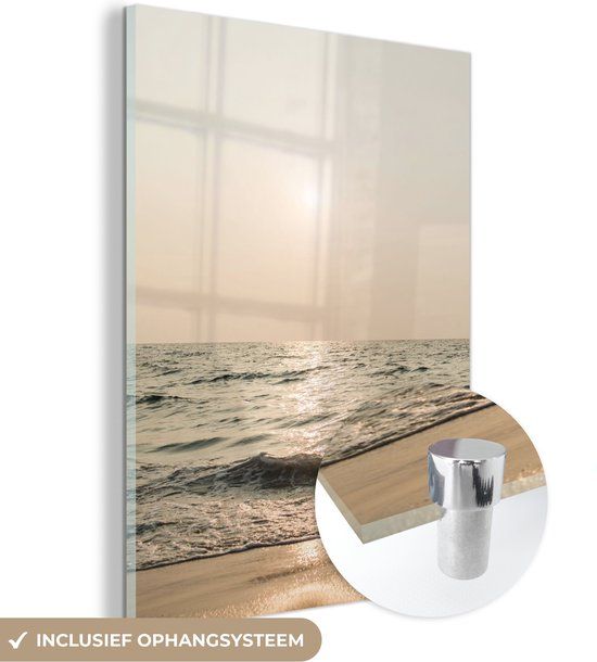 MuchoWow® Glass Painting 90x120 cm - Acrylic Glass Painting - Sea - Beach - Sun - Photo on Glass - Paintings