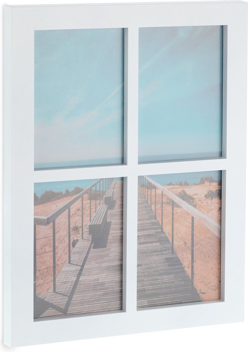 Relaxdays fotolijst voor 4 foto's - 18x13 cm - fotocollage - collagelijst - fotokader - wit