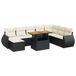 vidaXL Loungeset met kussens, polyrotan, zwart