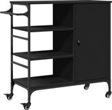 vidaXL Keukentrolley - 87,5x38,5x84,5 cm - Bewerkt Hout - Zwart