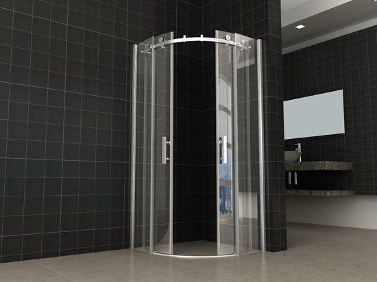 Linea Uno Kwartronde Douchecabine 90x90 cm - Schuifdeuren - Antikalk - Helder Glas