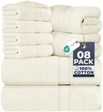 Utopia Towels 8-delige handdoekenset - 2 badhanddoeken, 2 handdoeken en 4 washandjes katoen hotelkwaliteit superzacht en zeer absorberend (ivoor)