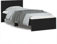 vidaXL Bedframe met hoofdeinde bewerkt hout zwart 90x200 cm