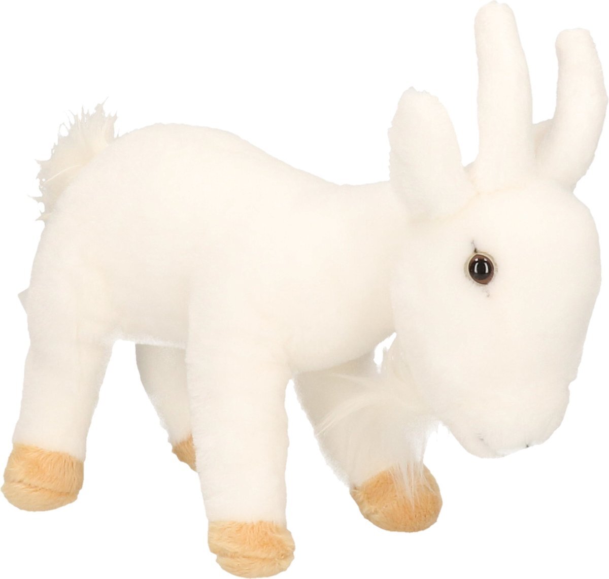 Cornelissen Witte pluche geit knuffel 22 cm - Geiten knuffeldieren - Boerderij dieren