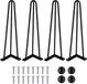 Pieds de table métalliques - Jeu de 4 pièces - 40 cm de haut - Conception à 3 barres - Style industriel pour chaise/banc/table d'appoint - Noir avec capuchons de protection et vis