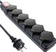 InLine IP44 outdoor stekkerdoos met 6 contacten | schakelaar | zwart | 3 meter