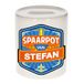 Bellatio Decorations Kinder spaarpot met naam - Stefan - keramiek - met dop - wit