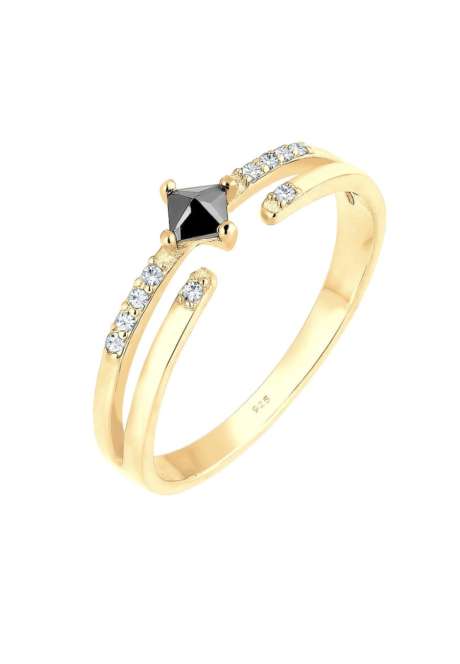 Elli Ring Dames Geo met Zirkoniasteentjes - 925 Sterling Zilver