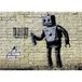 Homemania Muurfoto, geïnspireerd door autors Banksy robotdecoratie, kunstdruk, digitale druk, frame, meerkleurig, hout, katoen, 100 x 70 x 3 cm