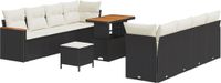 vidaXL Tuinbank Set 11-delig Zwart Polyrattan