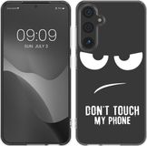 kwmobile telefoonhoesje geschikt voor Samsung Galaxy A55 5G - Hoesje voor smartphone in zwart / transparant - Don't Touch My Phone design