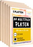 Creative Deco Multiplex plaat - Houten laser plaat 12mm - 5 x A4
