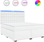 vidaXL Boxspring met matras kunstleer wit 180x200 cm
