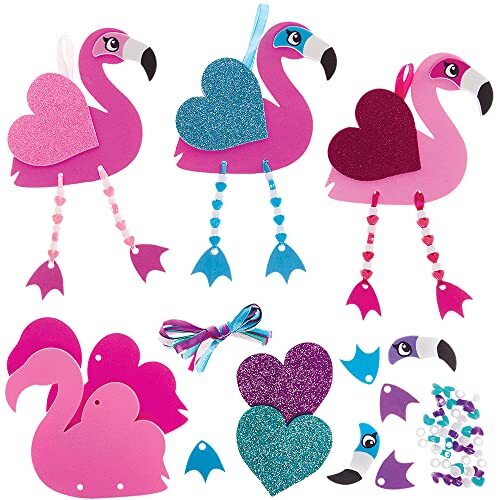 Baker Ross FX457 Liefdeshart Flamingo Bungelende Beentjes sets - Set van 5, Valentijnsdag Kraal knutsel decoratie Set voor kinderen