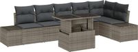 vidaXL Ensemble de jardin, 7 pièces, gris, polyrotin