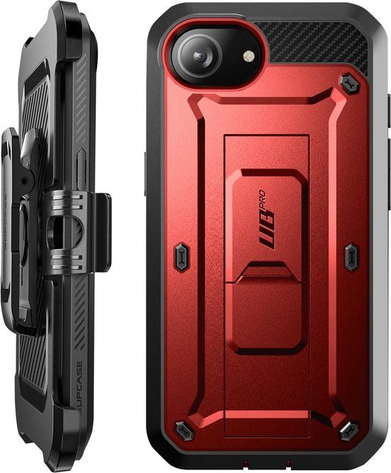 SUPCASE UB Pro Geschikt Voor Apple iPhone 17e / 16e Hoesje Full Protect Met Kickstand Rood
