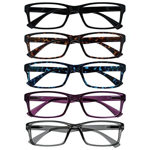The Reading Glasses Company 5 Pack Reading Glasses - Black, Brown, Blue, Purple, Grey - +3.50