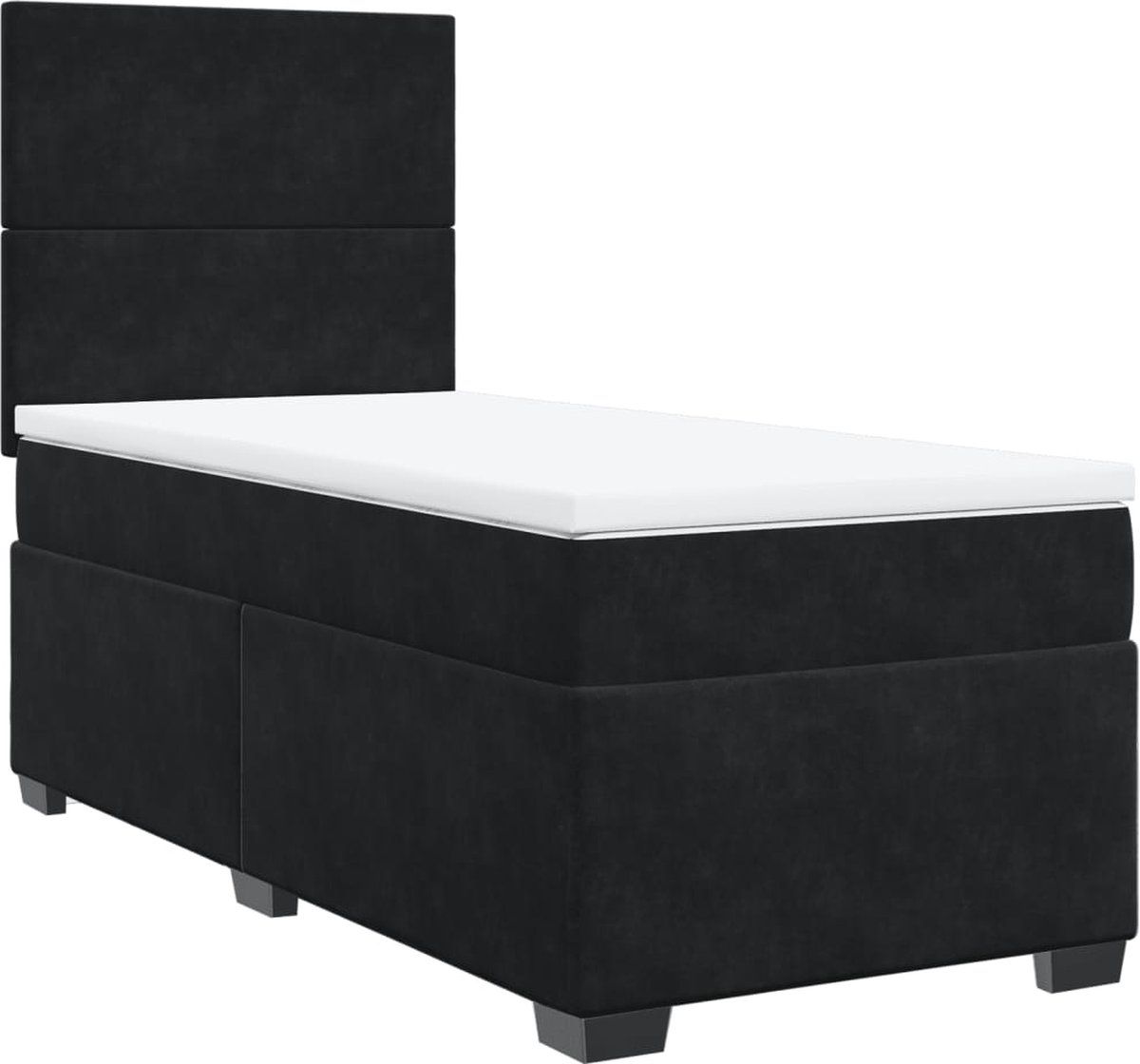 vidaXL Boxspring met matras fluweel zwart 90x190 cm