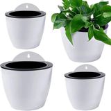 Sans marque Pots de fleurs suspendus à absorption d'eau automatique pour intérieur et extérieur - 4 pièces