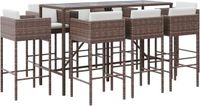 vidaXL 9-delige Tuinbarset met kussens, polyrattan, bruin