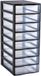 Merkloos Ladekast Plastique avec 8 Tiroirs Transparents pour Documents A4 - Noir/Transparent